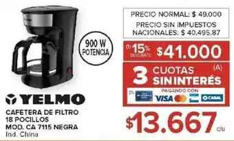 Carrefour Yelmo cafetera de filtro oferta