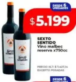 Supermayorista Vital Sexto sentido vino malbec reserva oferta