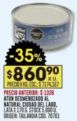 Coto Atún desmenuzado al natural ciudad del lago, lata oferta