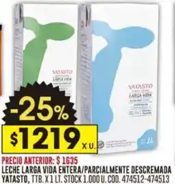 Coto Yatasto leche larga vida entera/parcialmente descremada oferta