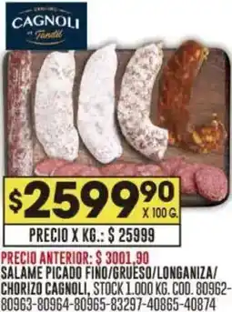Coto Cagnoli salame picado fino/grueso/longaniza/ chorizo oferta