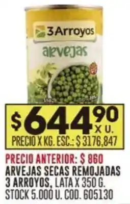 Coto 3 Arroyos arvejas secas remojadas oferta