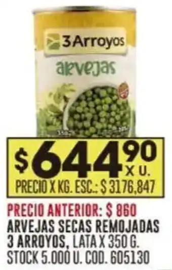 Coto 3 Arroyos arvejas secas remojadas oferta