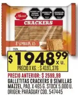 Coto Galletitas crackers 8 semillas mazzei oferta