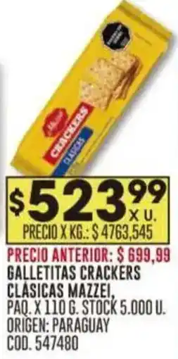 Coto Galletitas crackers clásicas mazzei oferta