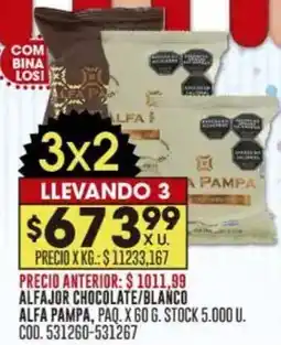 Coto Alfa Pampa alfajor chocolate/blanco oferta