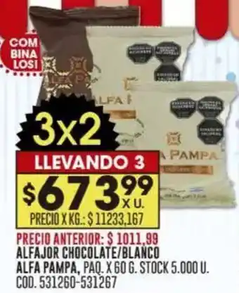 Coto Alfa Pampa alfajor chocolate/blanco oferta