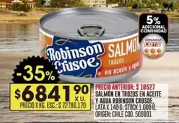 Coto Robinson Crusoe salmon en trozos en Aceite y agua oferta