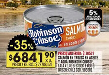 Coto Robinson Crusoe salmon en trozos en Aceite y agua oferta