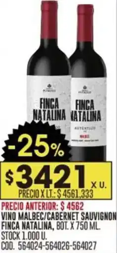 Coto Finca natalina vino malbec/cabernet sauvignon oferta