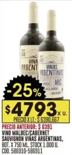 Coto Viñas argentinas vino malbec/cabernet sauvignon oferta