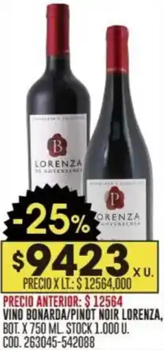 Coto Lorenza vino bonarda/pinot noir oferta