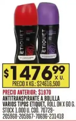Coto Etiquet antitranspirante a bolilla varios tipos oferta