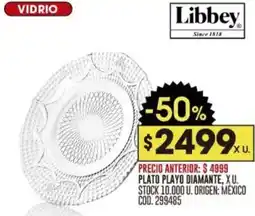 Coto Libbey vidrio plato playo diamante oferta