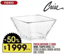 Coto Vidrio crisa tempo chico oferta