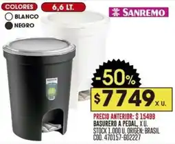 Coto Sanremo basurero a pedal oferta