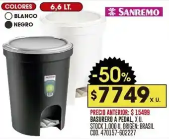 Coto Sanremo basurero a pedal oferta