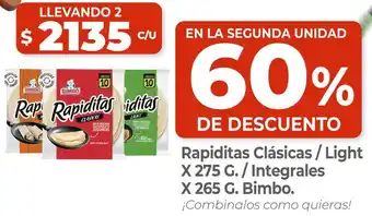 Supermercados DIA Bimbo rapiditas clásicas/light oferta