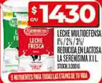 Supermercados DIA La serenisima leche multidefensa 1/2%/3% reducida en lactosa oferta