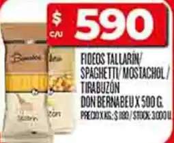 Supermercados DIA Bernabeu fideos tallarin spaghetti/ mostachol/ tirabuzón don oferta