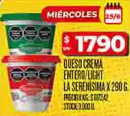 Supermercados DIA La serehisima queso crema entero/light oferta