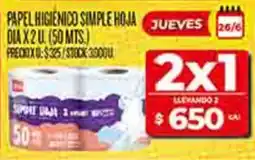 Supermercados DIA Dia papel higienico simple hoja oferta