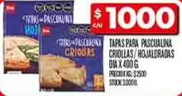 Supermercados DIA Dia tepas pascualina criollas criollas/hojaldradas oferta