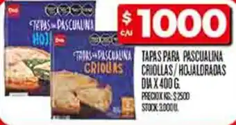 Supermercados DIA Dia tepas pascualina criollas criollas/hojaldradas oferta