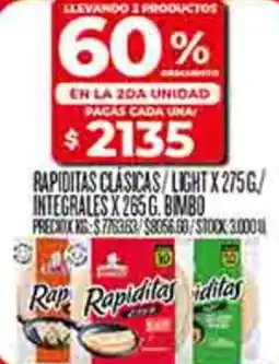 Supermercados DIA Bimbo rapiditas clásicas/light oferta