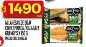 Supermercados DIA Grangy's milanesas de soja con espinaca/calabaza oferta