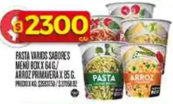 Supermercados DIA PASTA VARIOS SABORES MENU BOX/ ARROZ PRIMAVERA oferta