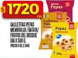 Supermercados DIA Dia galletitas pepas membrillo/batata frutos del bosque oferta
