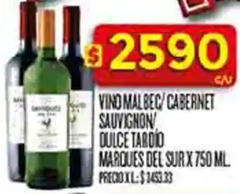 Supermercados DIA Vino malbec/cabernet sauvignon dulce tardío marques del sur oferta
