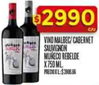 Supermercados DIA Muñeco rebelde vino malbec/cabernet sauvignon oferta