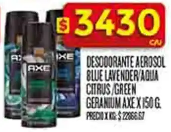 Supermercados DIA Axe desodorante aerosol blue lavender/aqua citrus green geranium oferta