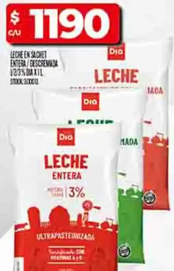 Supermercados DIA Dia leche en sachet entera/descremada 12/3% oferta