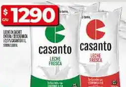 Supermercados DIA Casanto leche en sachet entera/descremaba 1/2/3% oferta