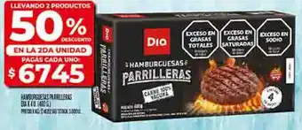 Supermercados DIA Dia hamburguesas parrilleras oferta