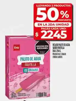 Supermercados DIA Dia helado palito de agua sabor frutilla oferta