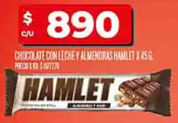 Supermercados DIA Hamlet chocolate con lechey almendras oferta