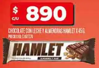 Supermercados DIA Hamlet chocolate con lechey almendras oferta