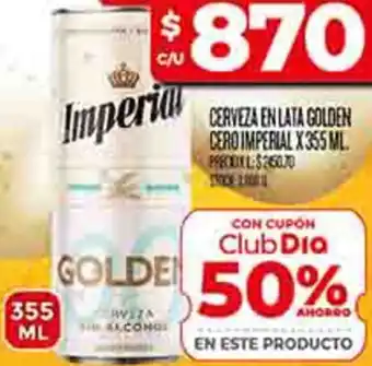 Supermercados DIA Imperial cerveza en lata golden cero oferta