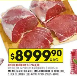 Coto Milanesas de bola de lomo/cuadrada de novillito oferta