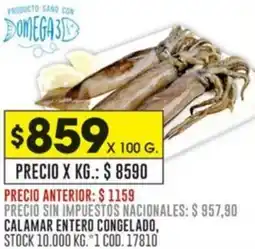 Coto Calamar entero congelado oferta