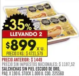Coto Salsichas sin piele escudo de oro oferta