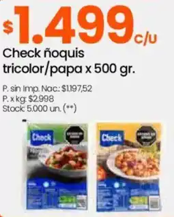 Changomas Check ñoquis tricolor/papa oferta