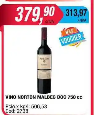 Maxiconsumo Norton Vino Malbec Doc 750cc oferta