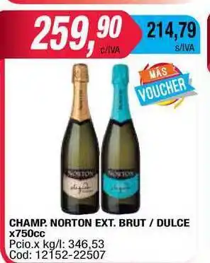 Maxiconsumo Norton Champ. Ext. Brut / Dulce x750cc oferta