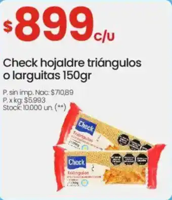 Changomas Check hojaldre triángulos o larguitas oferta