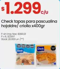 Changomas Check tapas para pascualina hojaldre/criolla oferta